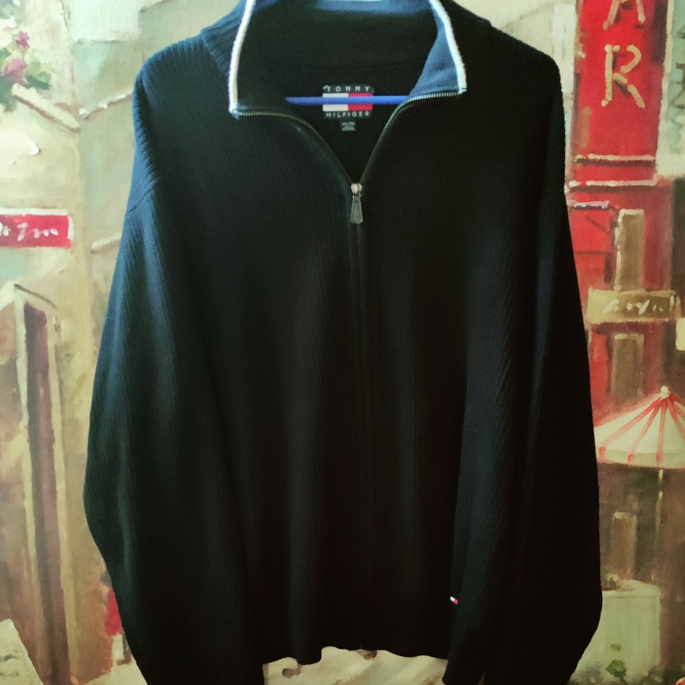 Tommy Hilfiger ribbed knit full zip sweater